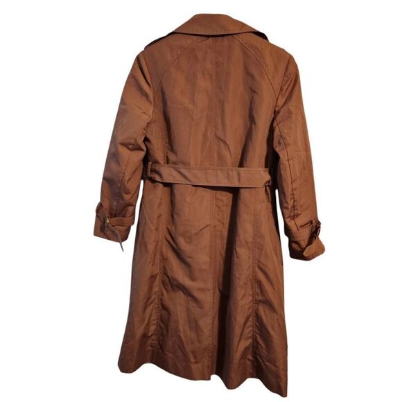 Vintage 1970's brown trench coat belted removable lining size 10 Petite - Picture 4 of 8